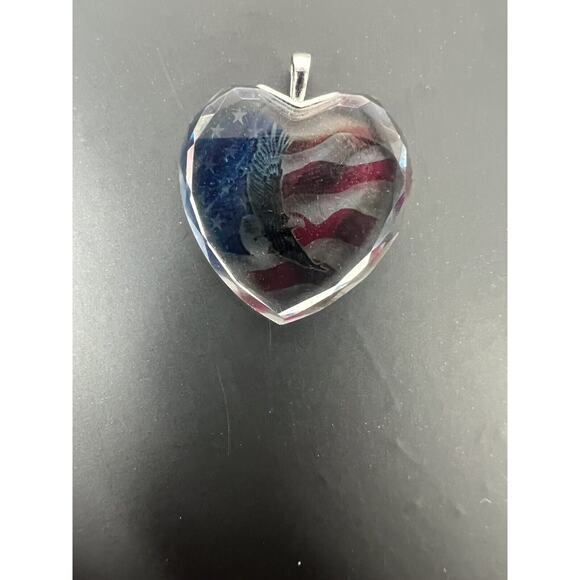 American Pride Crystal Pendant only Heart‎ 925 Silver Bradford Exchange USA - Picture 1 of 4